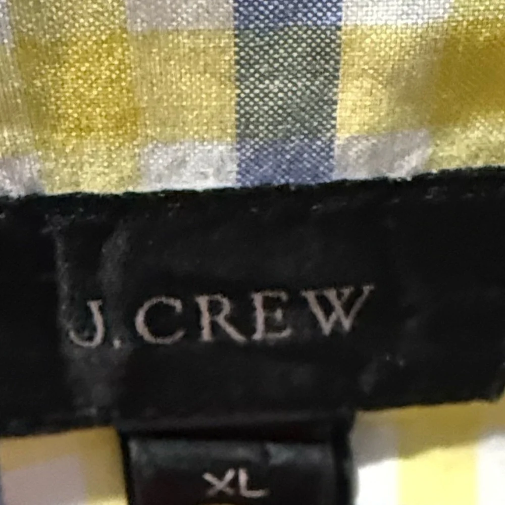 J. Crew Men's Yellow and Blue Plaid Shirt